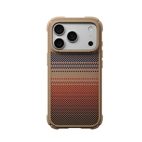 Apple iPhone 18 Pro Kılıf M-safe Şarj Özellikli Pitaka Tactile Woven Sunset-Moonrise Aramid Serisi Cairn Kapak