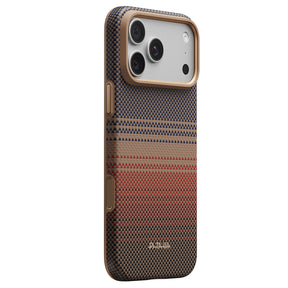 Apple iPhone 18 Pro Kılıf M-safe Şarj Özellikli Pitaka Tactile Woven Sunset-Moonrise Aramid Serisi Summa Kapak
