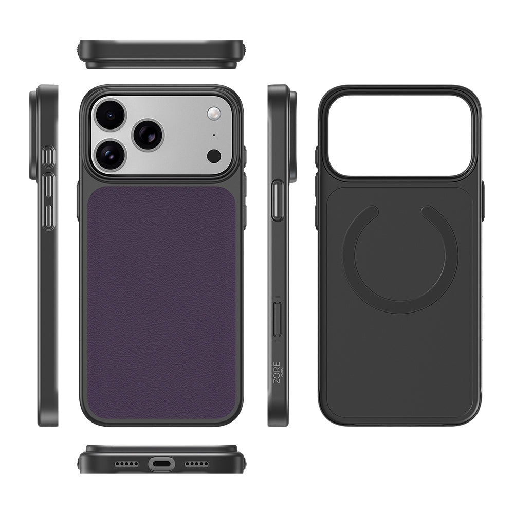 Apple iPhone 18 Pro Kılıf M-Safe Şarj Özellikli PU Zore Paris Trexo Sert PC Kapak