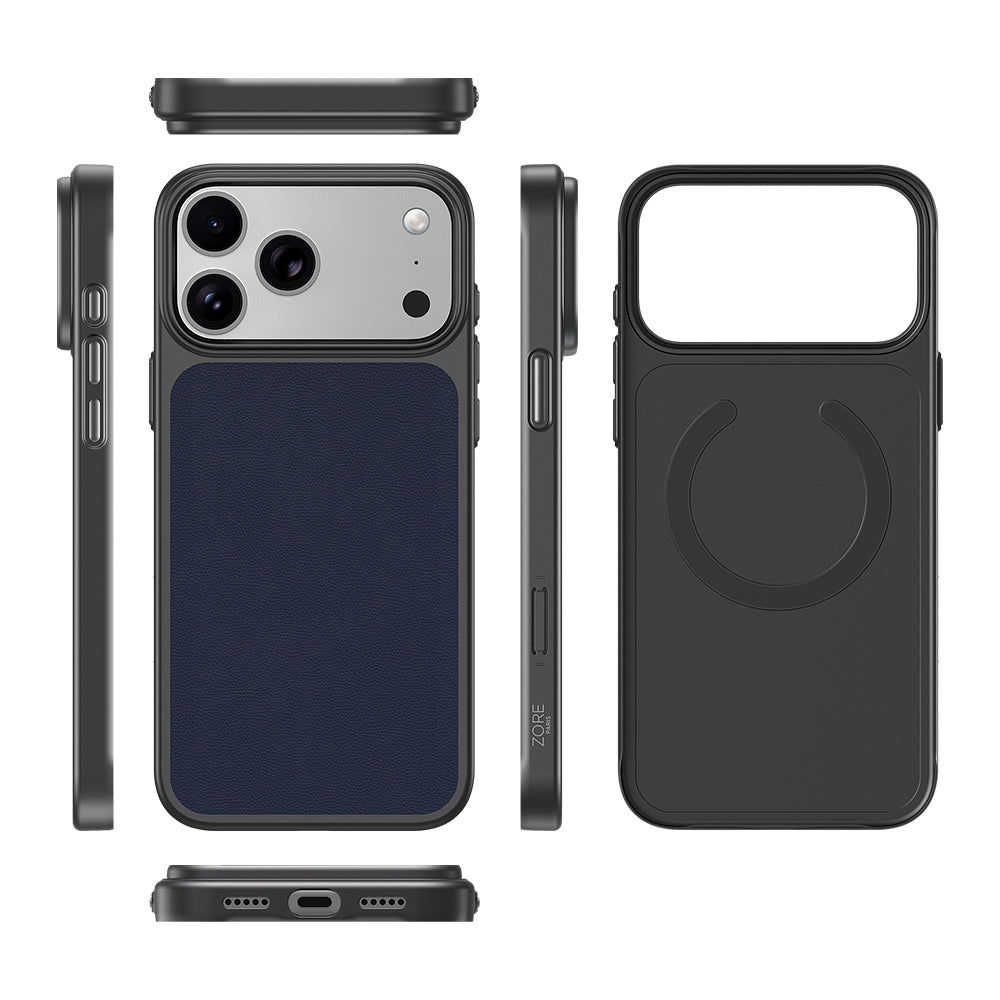 Apple iPhone 18 Pro Kılıf M-Safe Şarj Özellikli PU Zore Paris Trexo Sert PC Kapak