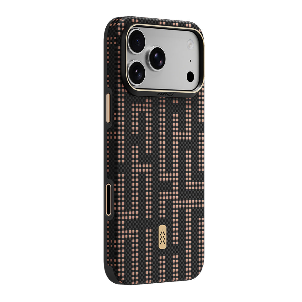 Apple iPhone 18 Pro Kılıf M-safe Şarj Özellikli Raptic Aramid Dual Ultra Grid Serisi Karbon Kapak