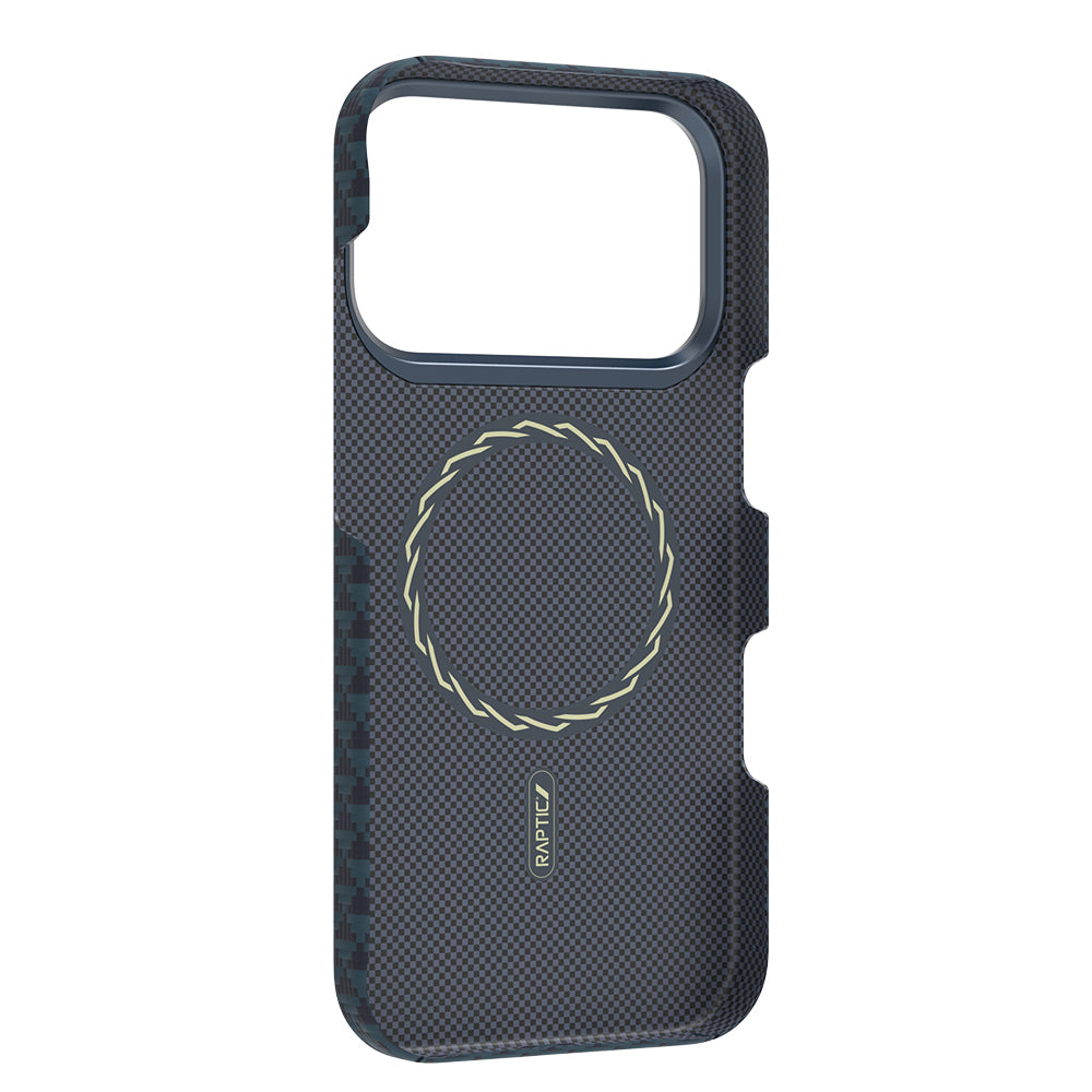Apple iPhone 18 Pro Kılıf M-safe Şarj Özellikli Raptic Aramid Skin Origin Serisi Karbon Kapak