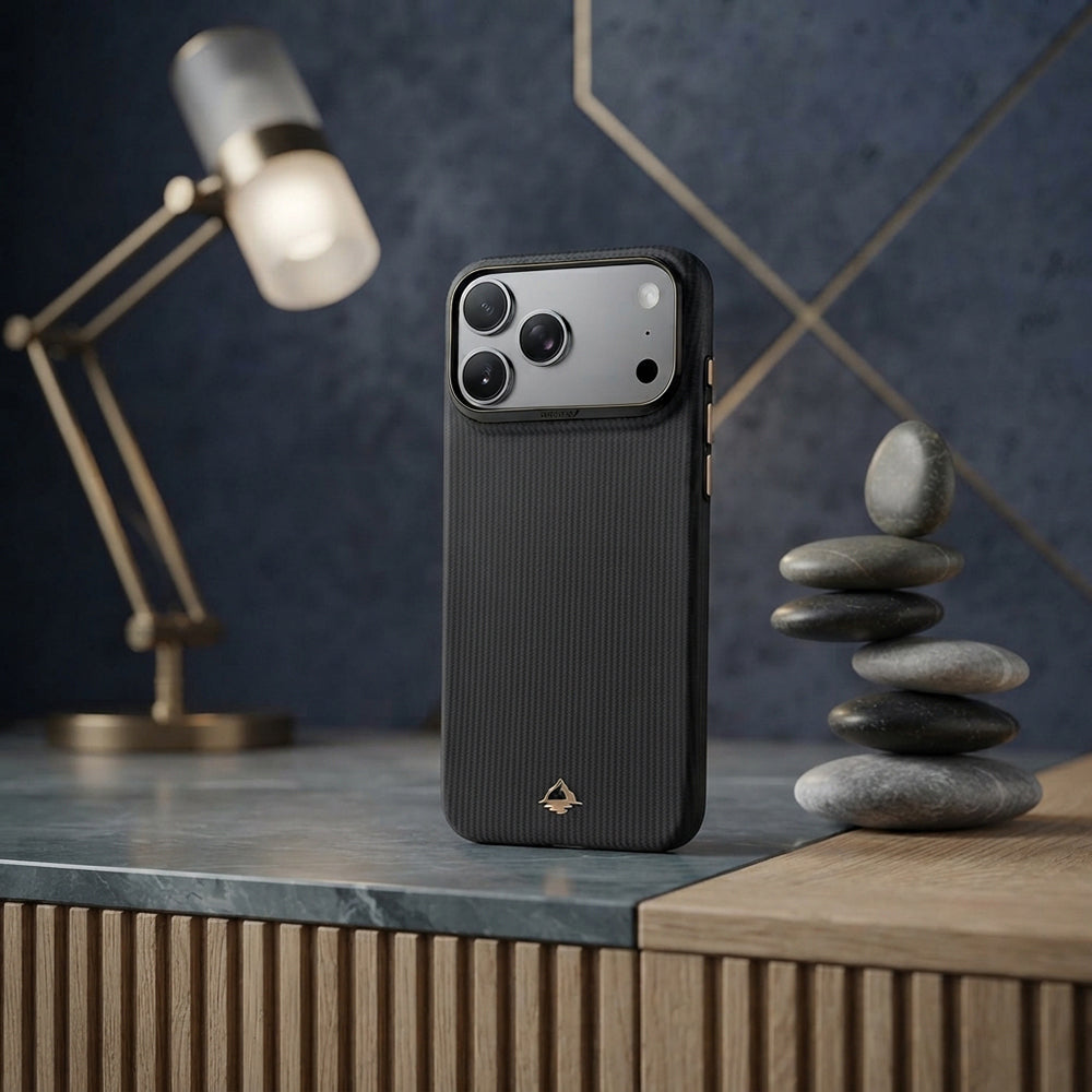 Apple iPhone 18 Pro Kılıf M-safe Şarj Özellikli Raptic Aramid Skin Reynis Serisi Karbon Kapak