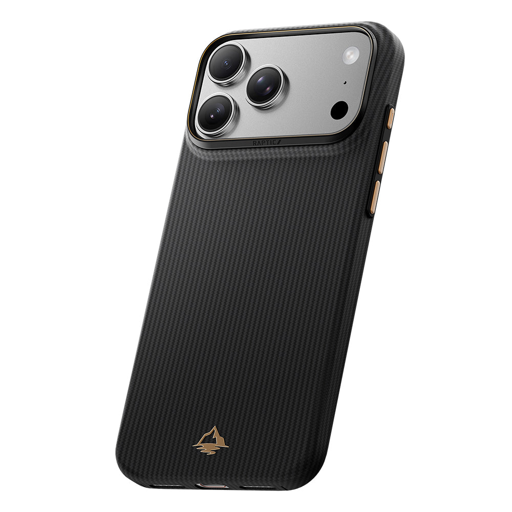 Apple iPhone 18 Pro Kılıf M-safe Şarj Özellikli Raptic Aramid Skin Reynis Serisi Karbon Kapak