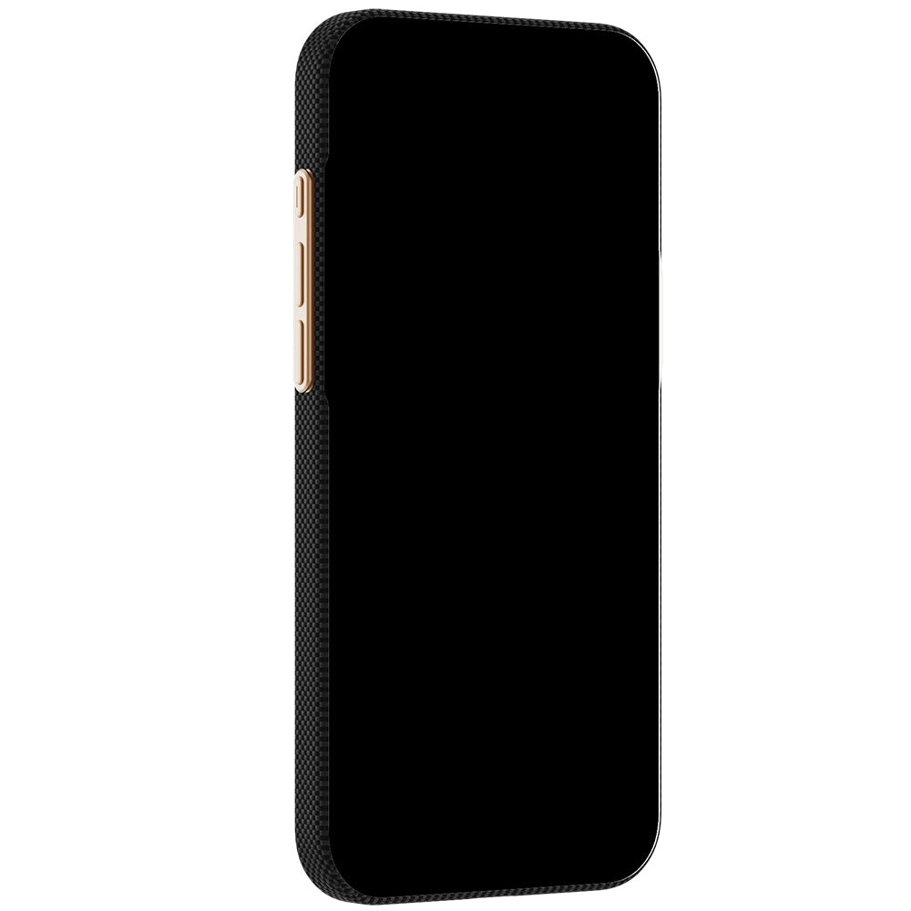 Apple iPhone 18 Pro Kılıf M-safe Şarj Özellikli Raptic Aramid Skin Rise Serisi 24 Ayar Altın Kaplamalı Karbon Kapak