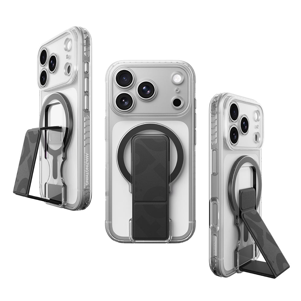 Apple iPhone 18 Pro Kılıf M-safe Şarj Özellikli Standlı Amazingthing Titan Pro Grip Stand Serisi Kapak