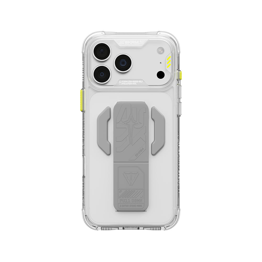 Apple iPhone 18 Pro Kılıf M-safe Şarj Özellikli Teknoloji Desenli Skinarma Helio CE Mag Charge Standlı Kapak