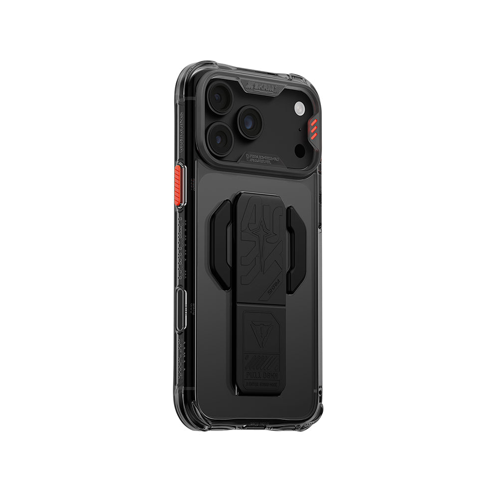 Apple iPhone 18 Pro Kılıf M-safe Şarj Özellikli Teknoloji Desenli Skinarma Helio CE Mag Charge Standlı Kapak