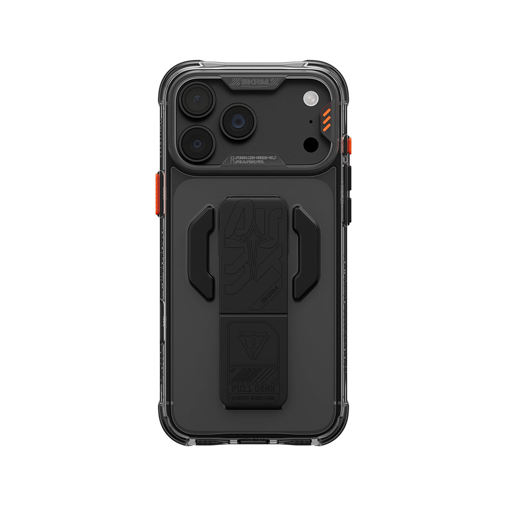 Apple iPhone 18 Pro Kılıf M-safe Şarj Özellikli Teknoloji Desenli Skinarma Helio CE Mag Charge Standlı Kapak