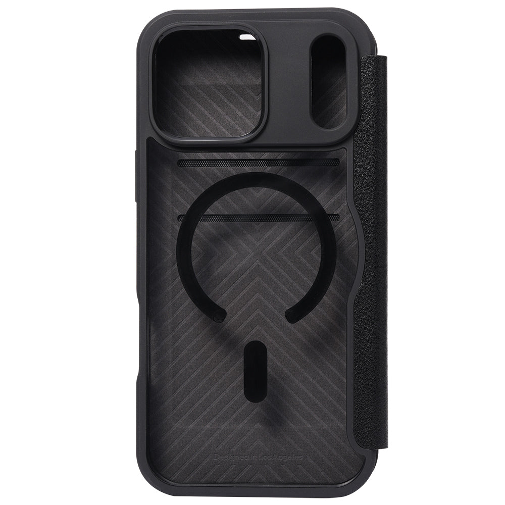 Apple iPhone 18 Pro Kılıf M-safe Şarj Özellikli Vegan Deri Tasarımlı Şeffaf Arka Yüzey Kartlıklı Raptic Urban Folio Serisi Kapak