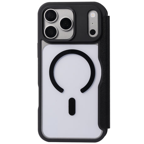 Apple iPhone 18 Pro Kılıf M-safe Şarj Özellikli Vegan Deri Tasarımlı Şeffaf Arka Yüzey Kartlıklı Raptic Urban Folio Serisi Kapak