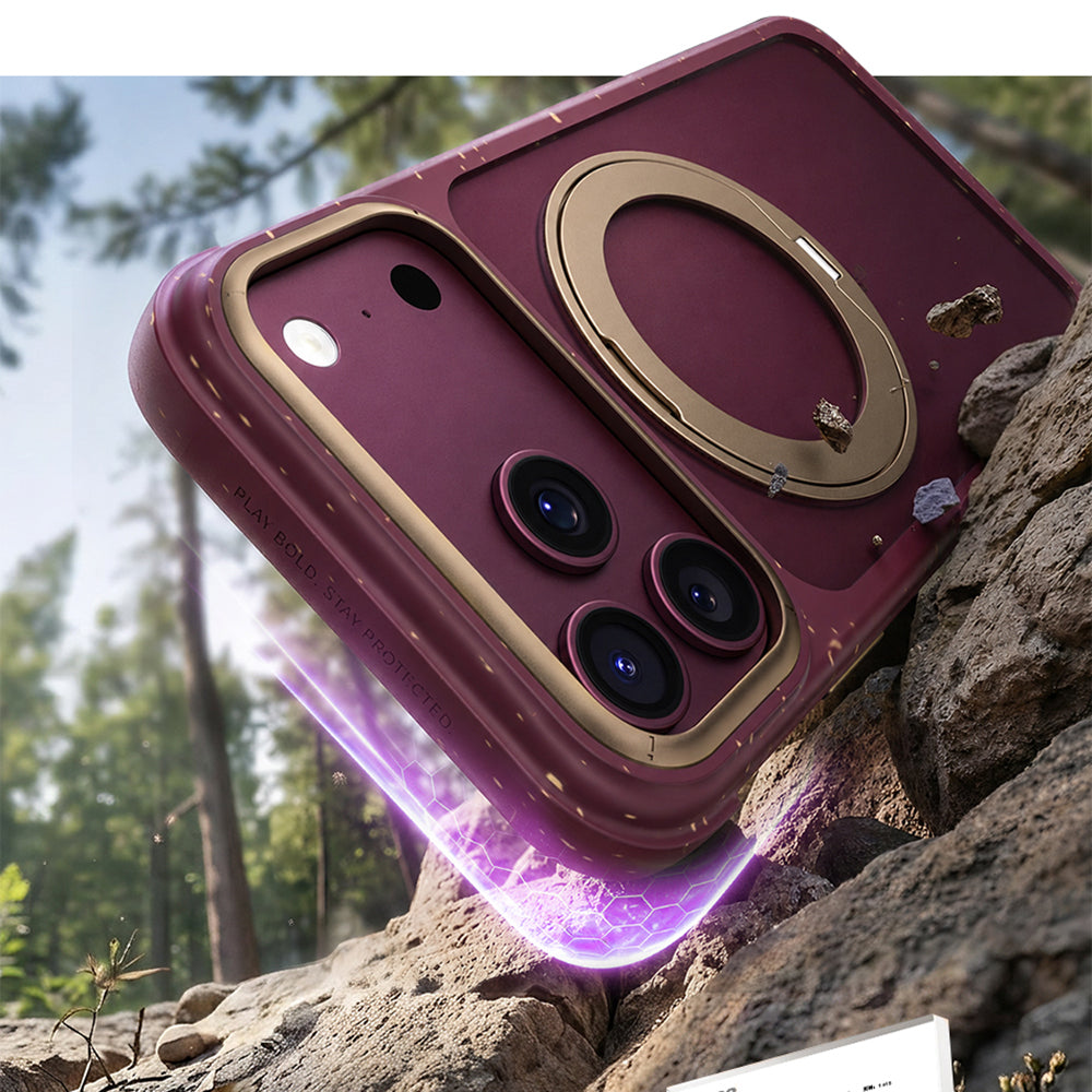 Apple iPhone 18 Pro Kılıf M-safe Şarj Özellikli Wiwu AA-203 AeroArmor Ultra Serisi Airbag Tasarımlı Standlı Kapak