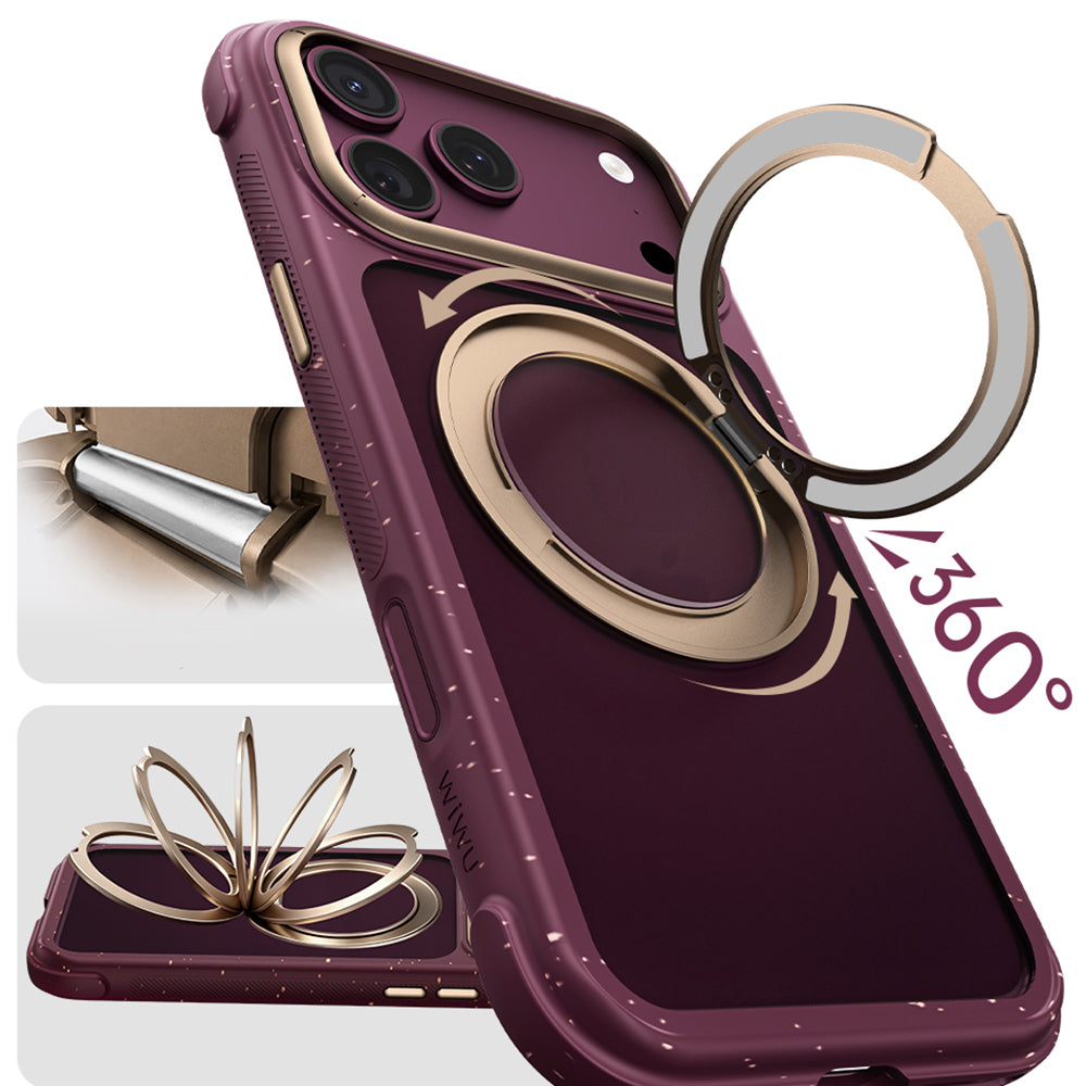 Apple iPhone 18 Pro Kılıf M-safe Şarj Özellikli Wiwu AA-203 AeroArmor Ultra Serisi Airbag Tasarımlı Standlı Kapak