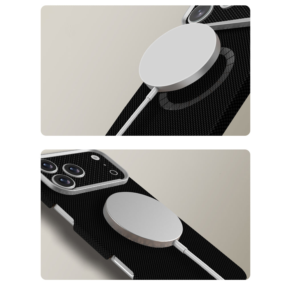 Apple iPhone 18 Pro Kılıf M-Safe Şarj Özellikli Zore Paris Zerre Sert PC Kapak