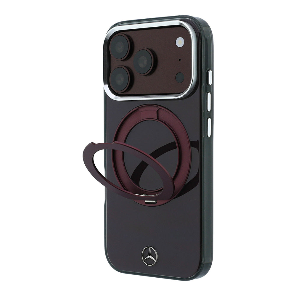 Apple iPhone 18 Pro Kılıf Mercedes Benz Orjinal Lisanslı M-safe Şarj Özellikli 360 Derece Dönebilen Standlı Metal Logolu Sert PC Kapak