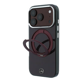 Apple iPhone 18 Pro Kılıf Mercedes Benz Orjinal Lisanslı M-safe Şarj Özellikli 360 Derece Dönebilen Standlı Metal Logolu Sert PC Kapak