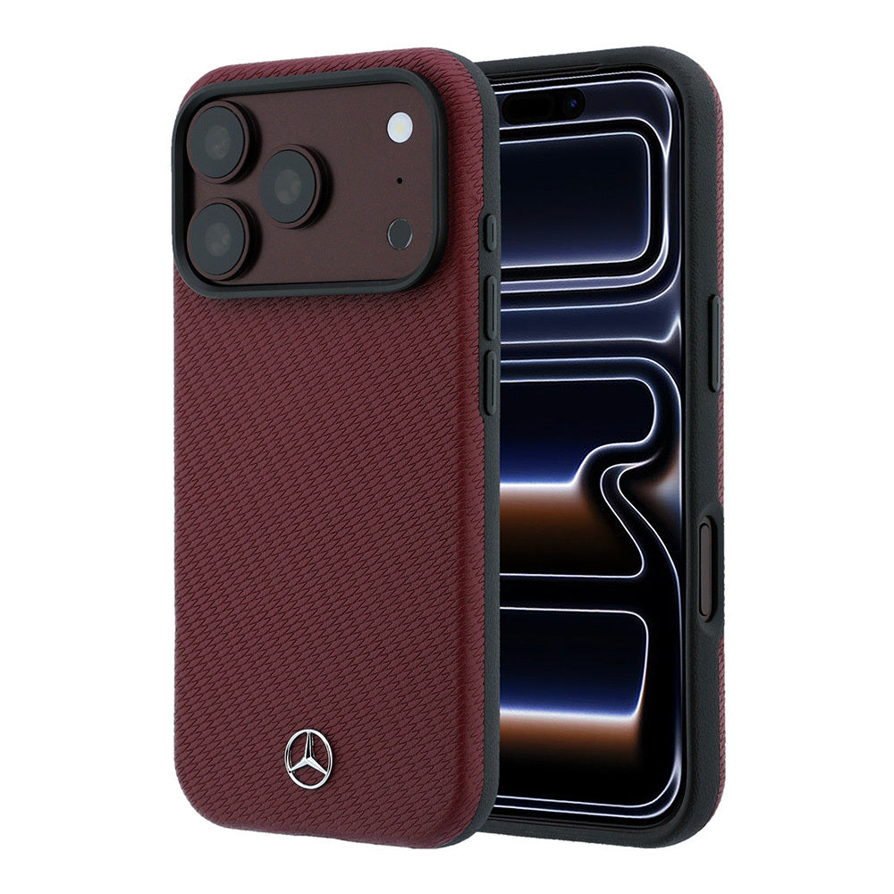 Apple iPhone 18 Pro Kılıf Mercedes Benz Orjinal Lisanslı M-safe Şarj Özellikli 3D Metal Logolu Wrap Wood Deri Kapak