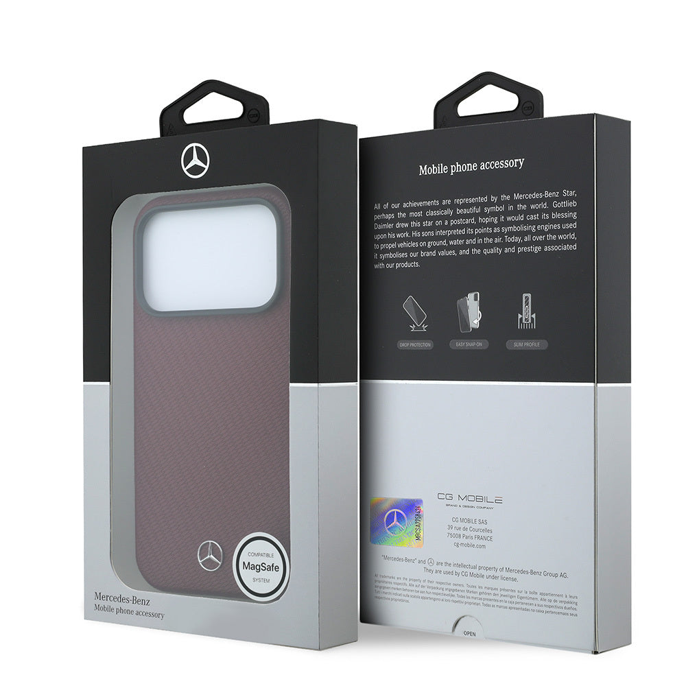 Apple iPhone 18 Pro Kılıf Mercedes Benz Orjinal Lisanslı M-safe Şarj Özellikli 3D Metal Logolu Wrap Wood Deri Kapak