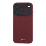 Apple iPhone 18 Pro Kılıf Mercedes Benz Orjinal Lisanslı M-safe Şarj Özellikli Metal Yıldız Logolu Çizgili Deri Kapak