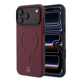 Apple iPhone 18 Pro Kılıf Mercedes Benz Orjinal Lisanslı M-safe Şarj Özellikli Metal Yıldız Logolu Kabartmalı Deri Kapak