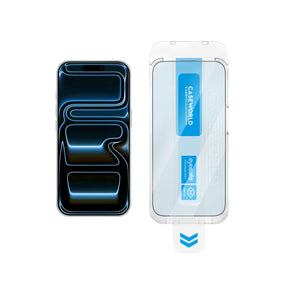 Apple iPhone 18 Pro Max CaseWorld Applicator Serisi 2.5D Eyesafe Mavi Işık Teknolojili Safir 0.33mm Temperli Cam Ekran Koruyucu + Uygulama Aparatı