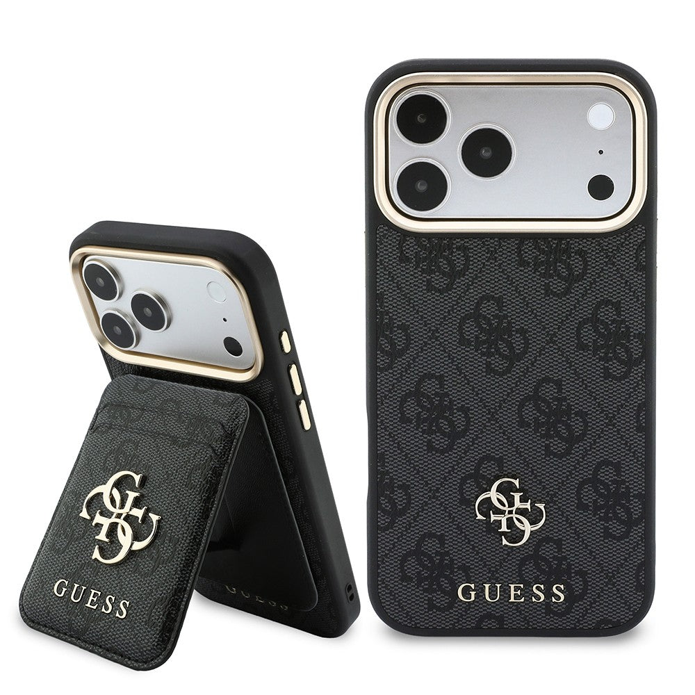 Apple iPhone 18 Pro Max Guess Orjinal Lisanslı 4G ve Yazı Logolu Kartlıklı Kapak