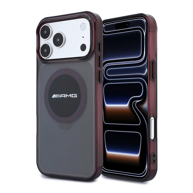 Apple iPhone 18 Pro Max Kılıf AMG Orjinal Lisanslı M-safe Şarj Özellikli Transparan IML Baskı Logolu Bicolor Block Kapak