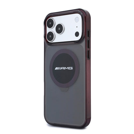 Apple iPhone 18 Pro Max Kılıf AMG Orjinal Lisanslı M-safe Şarj Özellikli Transparan IML Baskı Logolu Bicolor Block Kapak