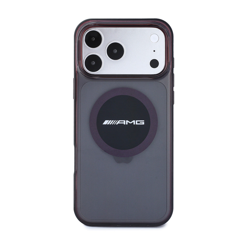 Apple iPhone 18 Pro Max Kılıf AMG Orjinal Lisanslı M-safe Şarj Özellikli Transparan IML Baskı Logolu Bicolor Block Kapak