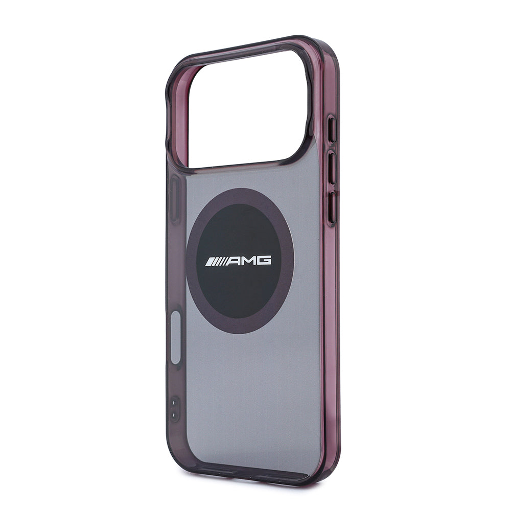 Apple iPhone 18 Pro Max Kılıf AMG Orjinal Lisanslı M-safe Şarj Özellikli Transparan IML Baskı Logolu Bicolor Block Kapak