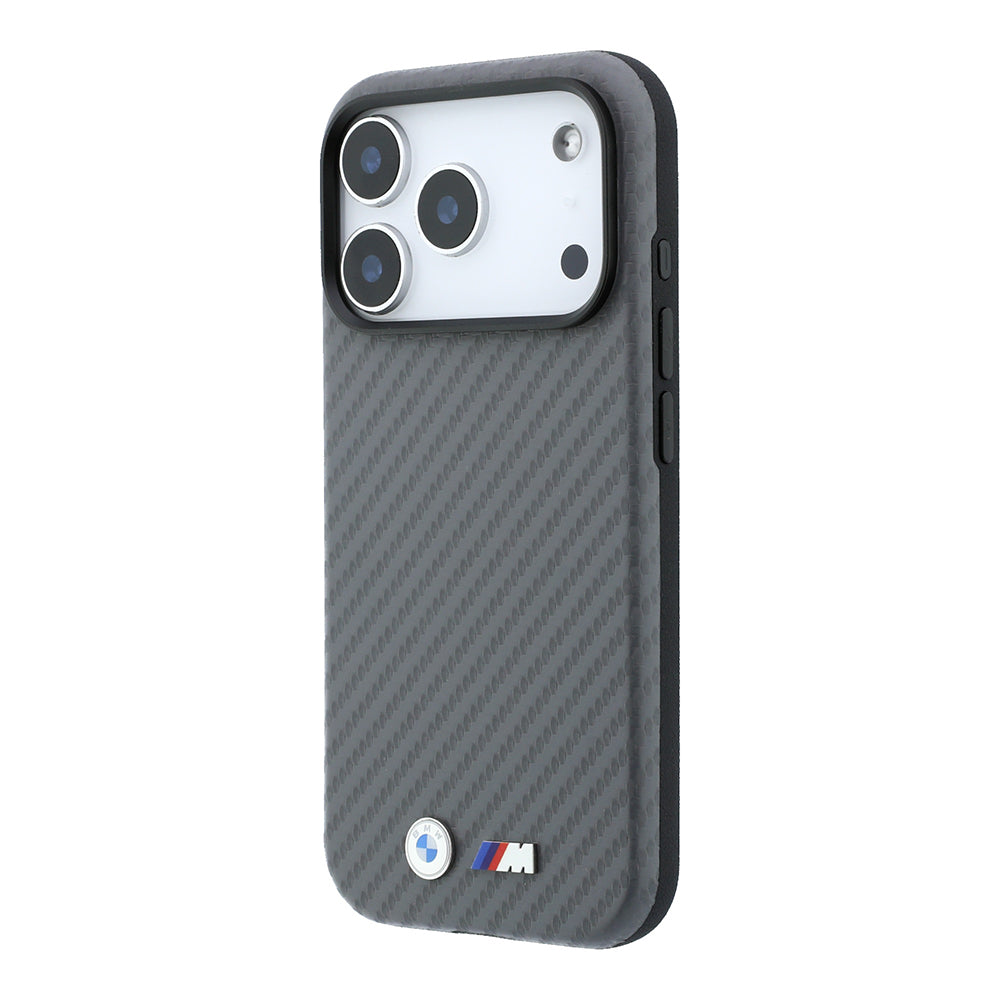 Apple iPhone 18 Pro Max Kılıf BMW Orjinal Lisanslı M-safe Şarj Özellikli Karbon Fiber Tasarımlı ve Metal Logolu PU Deri Kapak