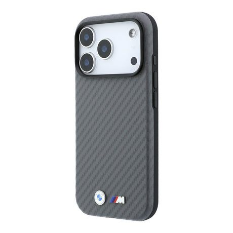 Apple iPhone 18 Pro Max Kılıf BMW Orjinal Lisanslı M-safe Şarj Özellikli Karbon Fiber Tasarımlı ve Metal Logolu PU Deri Kapak