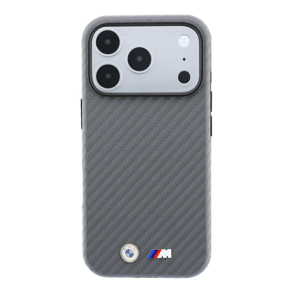 Apple iPhone 18 Pro Max Kılıf BMW Orjinal Lisanslı M-safe Şarj Özellikli Karbon Fiber Tasarımlı ve Metal Logolu PU Deri Kapak