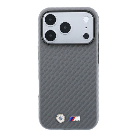 Apple iPhone 18 Pro Max Kılıf BMW Orjinal Lisanslı M-safe Şarj Özellikli Karbon Fiber Tasarımlı ve Metal Logolu PU Deri Kapak