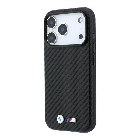Apple iPhone 18 Pro Max Kılıf BMW Orjinal Lisanslı M-safe Şarj Özellikli Karbon Fiber Tasarımlı ve Metal Logolu PU Deri Kapak