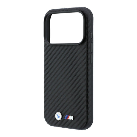 Apple iPhone 18 Pro Max Kılıf BMW Orjinal Lisanslı M-safe Şarj Özellikli Karbon Fiber Tasarımlı ve Metal Logolu PU Deri Kapak