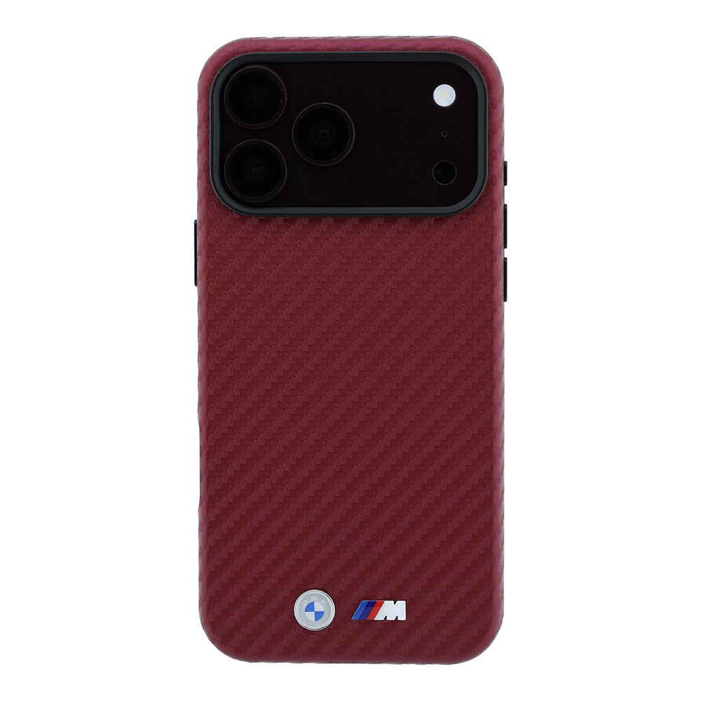 Apple iPhone 18 Pro Max Kılıf BMW Orjinal Lisanslı M-safe Şarj Özellikli Karbon Fiber Tasarımlı ve Metal Logolu PU Deri Kapak