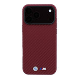 Apple iPhone 18 Pro Max Kılıf BMW Orjinal Lisanslı M-safe Şarj Özellikli Karbon Fiber Tasarımlı ve Metal Logolu PU Deri Kapak