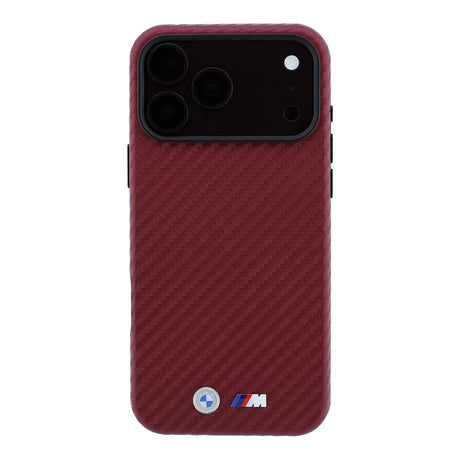 Apple iPhone 18 Pro Max Kılıf BMW Orjinal Lisanslı M-safe Şarj Özellikli Karbon Fiber Tasarımlı ve Metal Logolu PU Deri Kapak