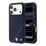 Apple iPhone 18 Pro Max Kılıf BMW Orjinal Lisanslı M-safe Şarj Özellikli M Logolu Lastik İzi Desenli Mavi Çizgili Kapak