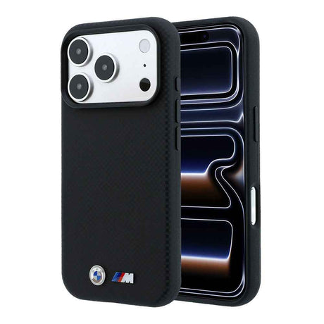 Apple iPhone 18 Pro Max Kılıf BMW Orjinal Lisanslı M-safe Şarj Özellikli Metal Logolu Karbon Fiber Kevlar Kapak
