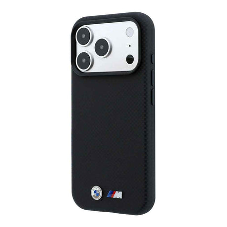 Apple iPhone 18 Pro Max Kılıf BMW Orjinal Lisanslı M-safe Şarj Özellikli Metal Logolu Karbon Fiber Kevlar Kapak