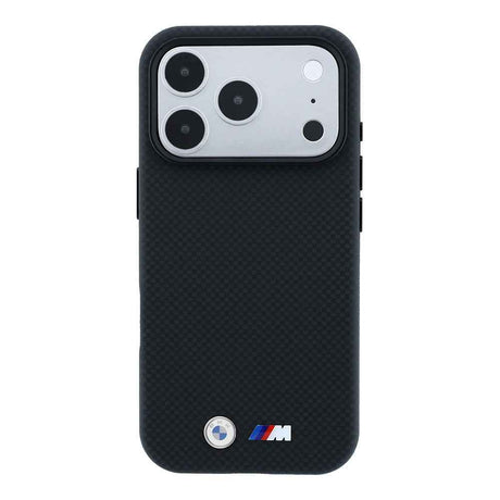 Apple iPhone 18 Pro Max Kılıf BMW Orjinal Lisanslı M-safe Şarj Özellikli Metal Logolu Karbon Fiber Kevlar Kapak