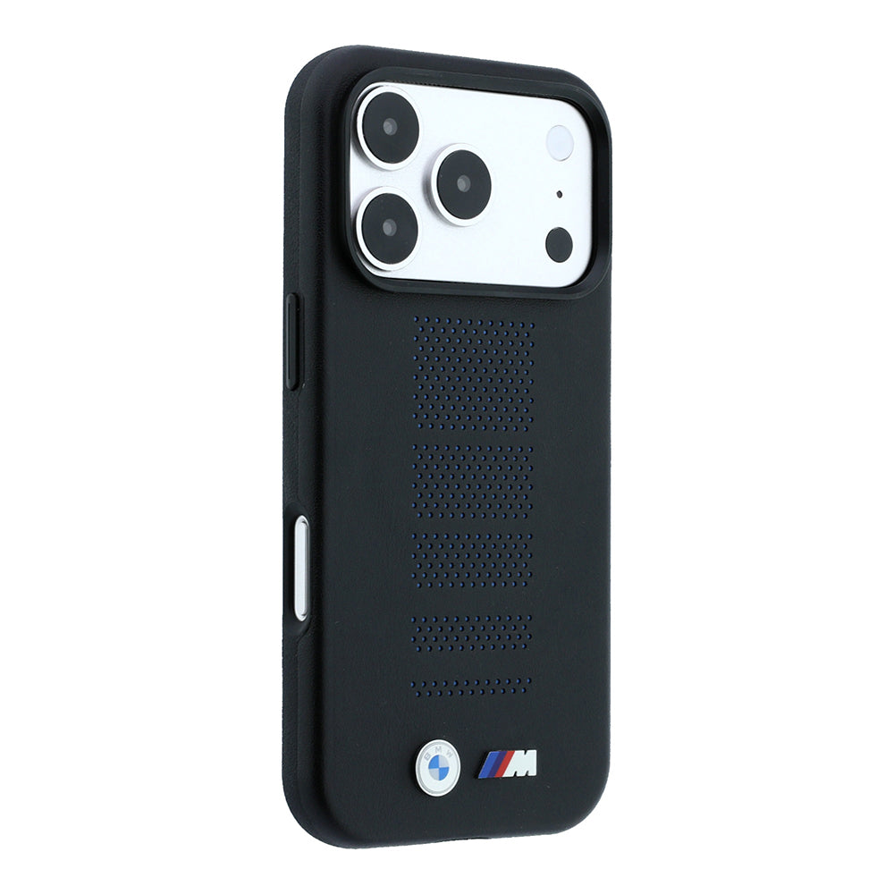 Apple iPhone 18 Pro Max Kılıf BMW Orjinal Lisanslı M-safe Şarj Özellikli PU Delikli Metal M Logolu Kapak