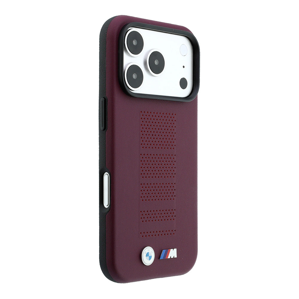 Apple iPhone 18 Pro Max Kılıf BMW Orjinal Lisanslı M-safe Şarj Özellikli PU Delikli Metal M Logolu Kapak