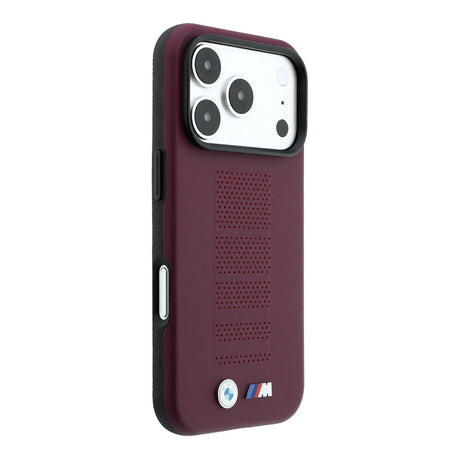 Apple iPhone 18 Pro Max Kılıf BMW Orjinal Lisanslı M-safe Şarj Özellikli PU Delikli Metal M Logolu Kapak