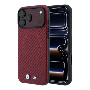 Apple iPhone 18 Pro Max Kılıf BMW Orjinal Lisanslı M-safe Şarj Özellikli PU Metal Logolu Kırmızı Halka Tasarımlı Kapak