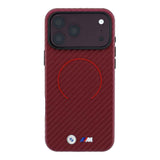 Apple iPhone 18 Pro Max Kılıf BMW Orjinal Lisanslı M-safe Şarj Özellikli PU Metal Logolu Kırmızı Halka Tasarımlı Kapak