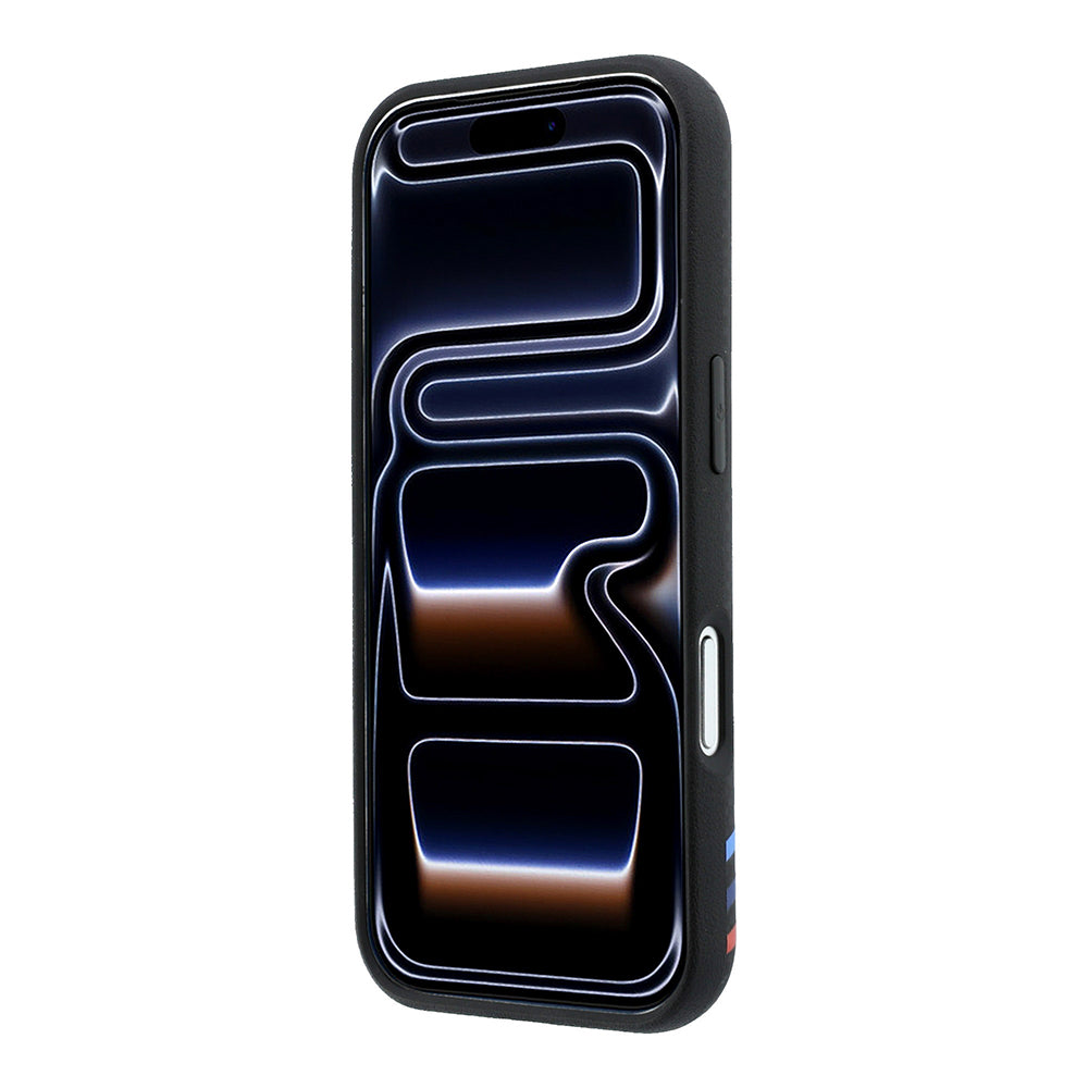 Apple iPhone 18 Pro Max Kılıf BMW Orjinal Lisanslı M-safe Şarj Özellikli Üç Şeritli Metal M Logolu Karbon Fiber Kevlar Kapak