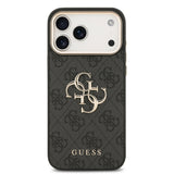 Apple iPhone 18 Pro Max Kılıf Guess Orjinal Lisanslı Gold Metal Kamera Çerçeveli 4G Desenli Metal Büyük 4G ve Yazı Logolu Kapak